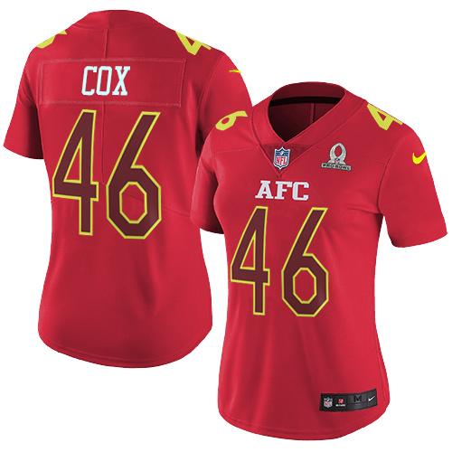 Nike Ravens #46 Morgan Cox Red Women's Stitched NFL Limited AFC Pro Bowl Jersey